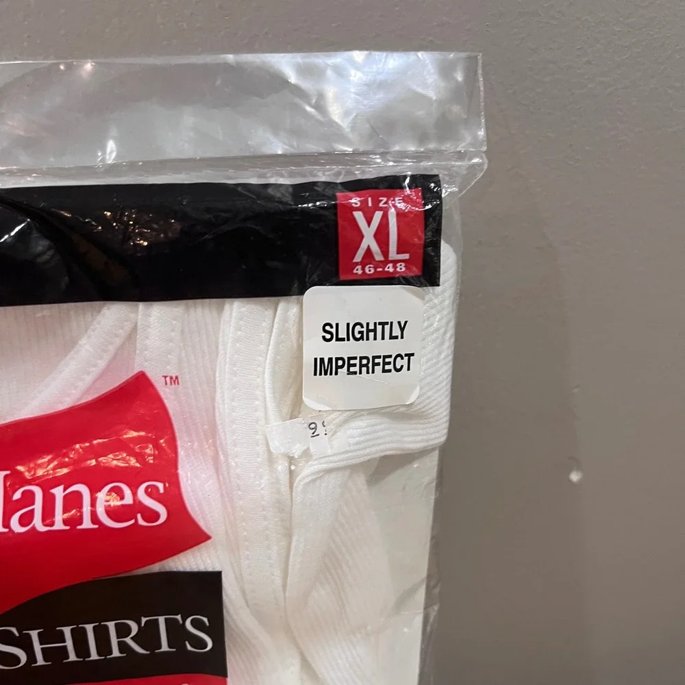 Vtg 2000 Hanes Mens A-Shirts 3 Pack White Ribbed‎ Tank Tops XL Deadstock Y2K